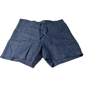 Women's Athleta Blue Linen Blend Drawstring Shorts Size 10